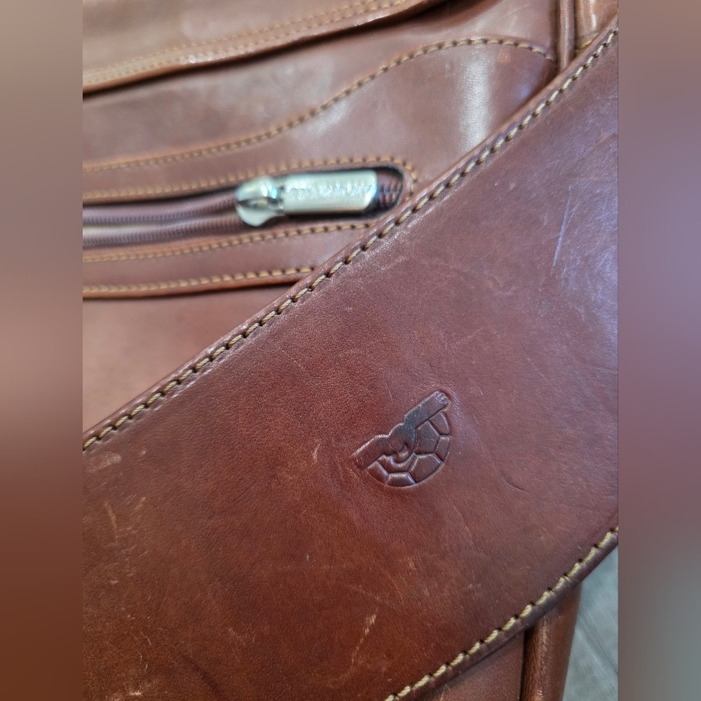 Tony Perrotti Brown Leather Briefcase Laptop Office Busines Bag Messenger Classy - Picture 12 of 16